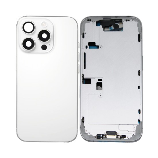 Tampa Traseira+Frame+Flex Apple iPhone 16 Pro com  Wireless Charge+Flashlight Flex Titânio Branco